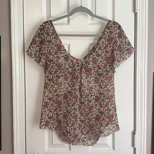 Rue 21 Sheer Floral Top with Back Cutouts